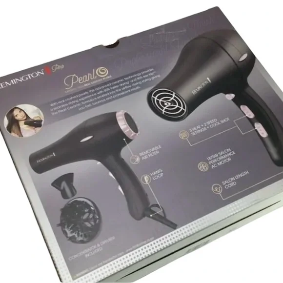 Remington Pro Pearl Professional Ceramic Hair Dryer Concentrator and Diffuser - Picture 12 of 16